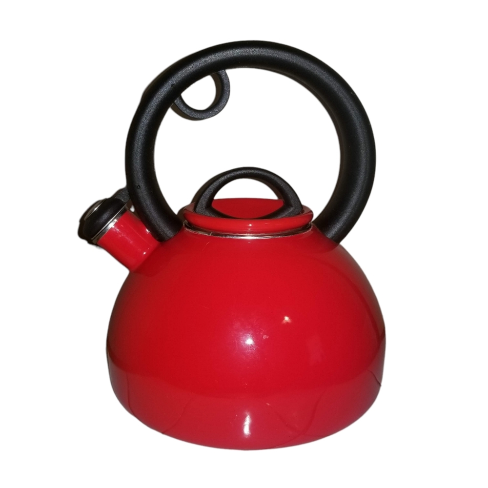 AIDEA 2.3 Quart Whistling Ceramic Tea Kettle For Stovetop, Red